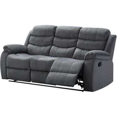Jim Upholstered Reclining Sofa with 2 Recliners In Grey