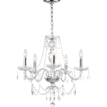 Jingle Chrome and Clear 5-Light 22.5 Inch Adjustable Chandelier