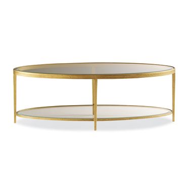 Jinx Brass Oval Cocktail Table In Brass