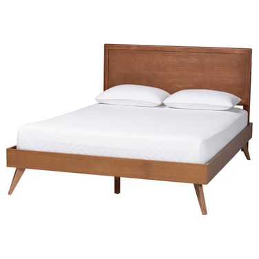 Jiro Mid Century King Platform Bed In Ash Walnut