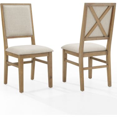 Joanna 2-Piece Upholstered Back Dining Chair Set In Rustic Brown and Creme