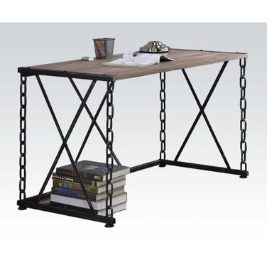 Jodie Rustic Oak and Antique Black Desk