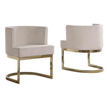 Joe Accent Chair In Cream Velvet and Gold Chrome Base