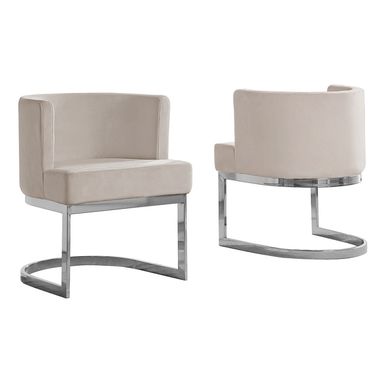Joe Accent Chair In Cream Velvet and Silver Chrome Base