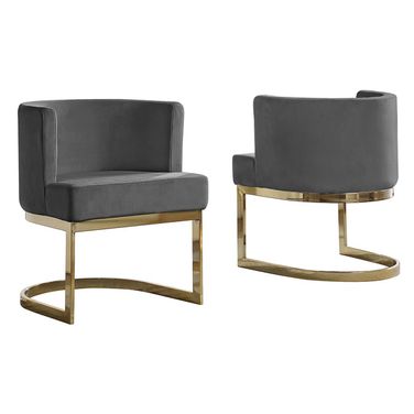 Joe Accent Chair In Dark Gray Velvet and Gold Chrome Base