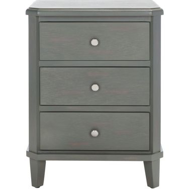 Joe French Grey End Table with 3 Storage Drawers