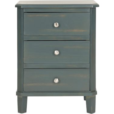 Joe Steel Teal End Table with 3 Storage Drawers