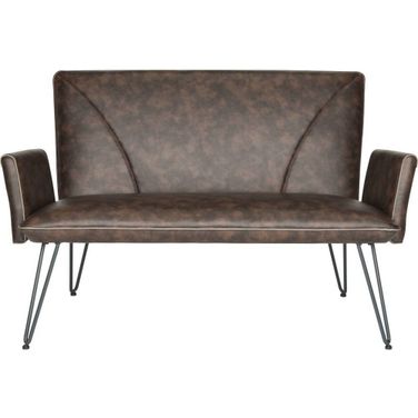 Johannes Antique Brown and Black Modern Leather Settee