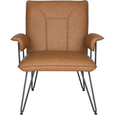 Johannes Camel and Black 17.3 Inch Modern Leather Arm Chair