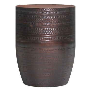 Johnsen 15 Inch Wide Tribal Pattern Metal Accent Table In Oil Rubbed Bronze