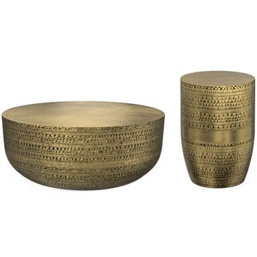 Johnsen Metal Occasional Table Set In Antique Gold