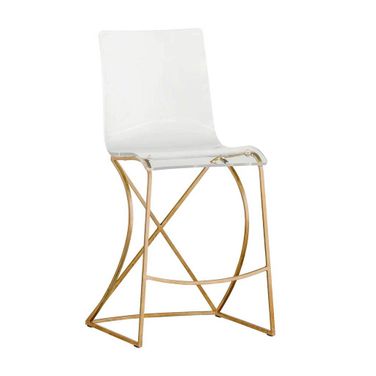 Johnson 24.75 Inch Counter Height Stool In Antique Gold and Clear