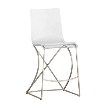 Johnson 24.75 Inch Counter Height Stool In Antique Silver and Clear