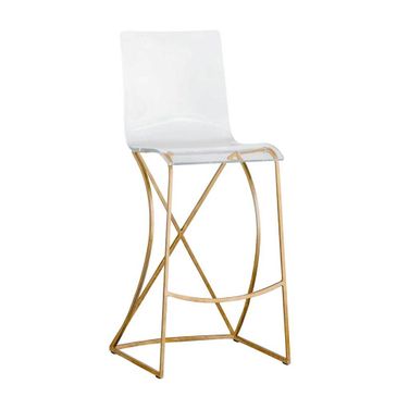 Johnson 30.25 Inch Bar Height Stool In Antique Gold and Clear