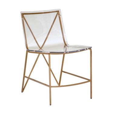 Johnson Dining Chair In Antique Gold and Clear