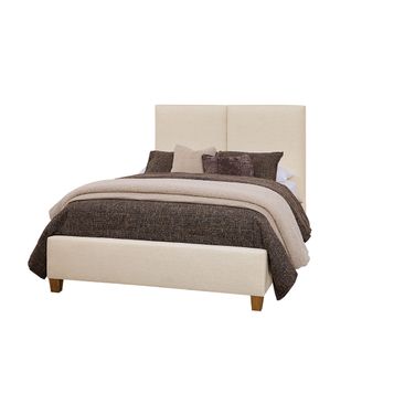 Joinery Queen Upholstered Bed In Ivory Cream and Espresso Oak