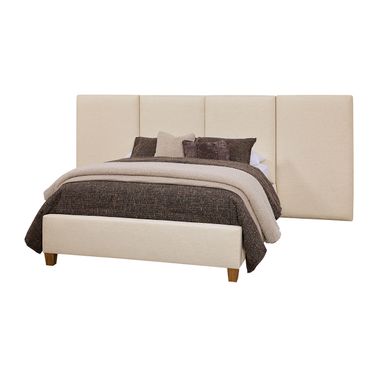 Joinery Queen Upholstered Wall Bed In Ivory Cream and Espresso Oak