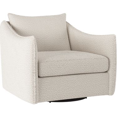 Joli Boucle Fabric Swivel Chair In Cream