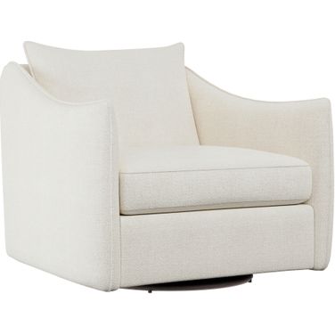 Joli Chenille Fabric Swivel Chair In White