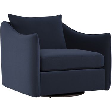 Joli Velvet Fabric Swivel Chair In Blue