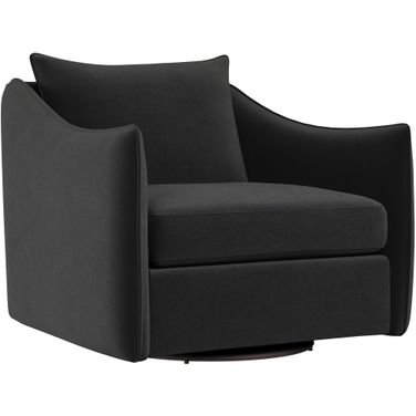 Joli Velvet Fabric Swivel Chair In Grey