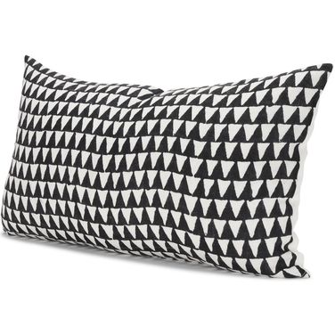 Jolie Black Print Linen Lumbar Decorative Pillow Cover In Cream