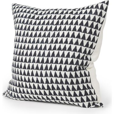 Jolie Black Print Linen Square Decorative Pillow Cover In Cream