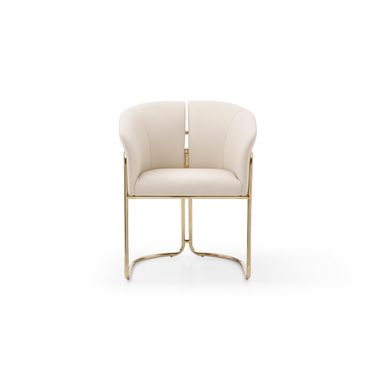 Jolie Faux Leather Dining Armchair In Beige