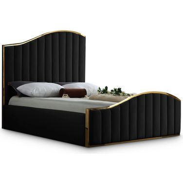 Jolie Velvet King Bed In Black
