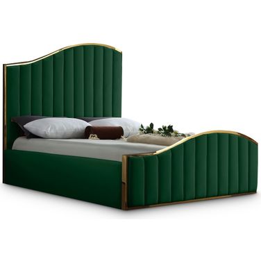 Jolie Velvet King Bed In Green