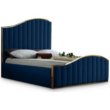 Jolie Velvet King Bed In Navy