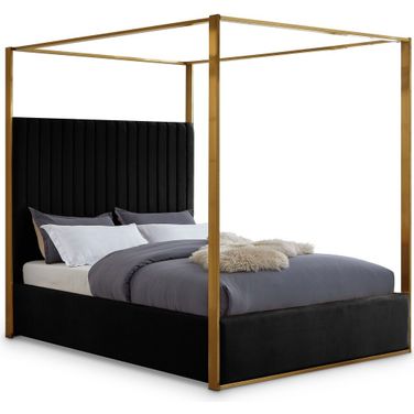 Jones Velvet King Bed In Black