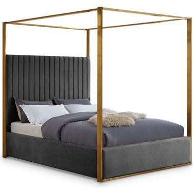 Jones Velvet King Bed In Grey