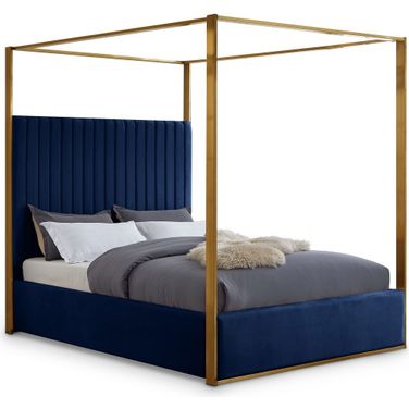 Jones Velvet King Bed In Navy