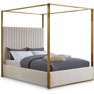 Jones Velvet Queen Bed In Cream
