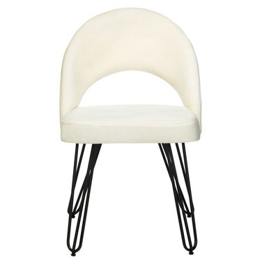 Jora Velvet Retro Side Chair Set of 2 in Cream