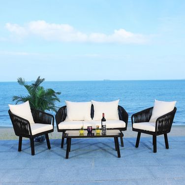 Jorda 4Pc Rope Living Set in Black and Beige
