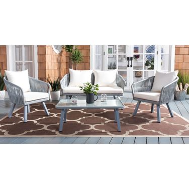 Jorda 4Pc Rope Living Set in Grey and Beige