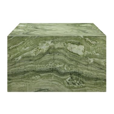 Jordana Square Plinth Indoor - Outdoor Patio Concrete Coffee Table In Green Marble