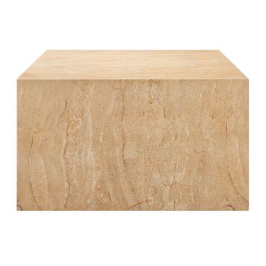 Jordana Square Plinth Indoor - Outdoor Patio Concrete Coffee Table In Travertine