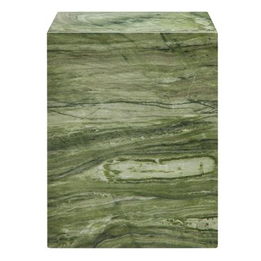 Jordana Square Plinth Indoor - Outdoor Patio Concrete Side Table In Green Marble