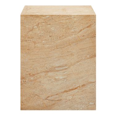 Jordana Square Plinth Indoor - Outdoor Patio Concrete Side Table In Travertine