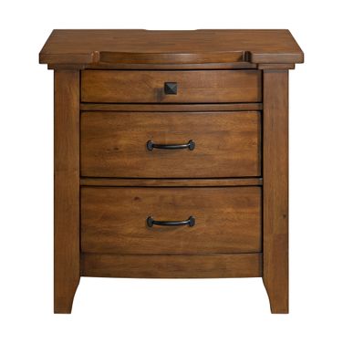 Joseph 3-Drawer Nightstand with USB and Power In Chestnut