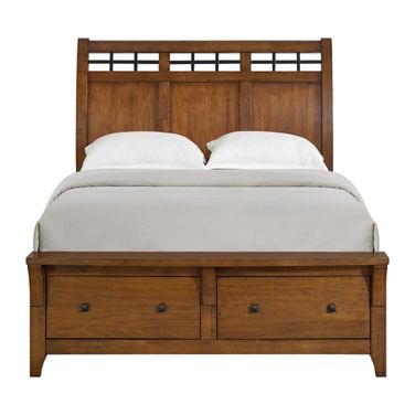 Joseph Queen Sleigh Storage Bed In Chestnut