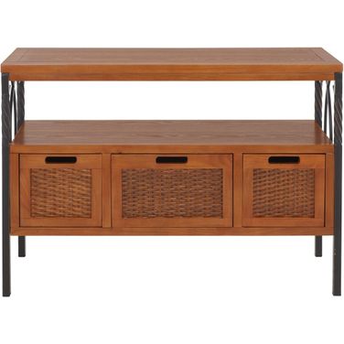 Joshua Antique Pewter and Dark Walnut 3-Drawer Console
