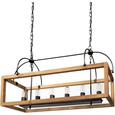 Josie Natural Wood Chassis Six Light Chandelier