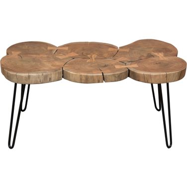 Joss Natural Acacia One of a Kind Live Edge Rectangle Cocktail Table with Black Hairpin Legs