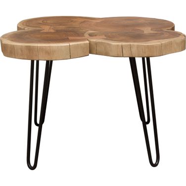 Joss Natural Acacia One of a Kind Live Edge Square Cocktail Table with Black Hairpin Legs