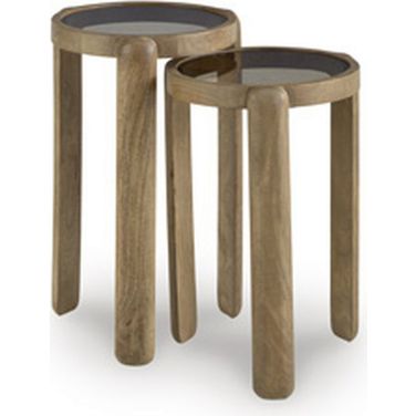 Jossor Accent Table Set of 2 In Light Brown