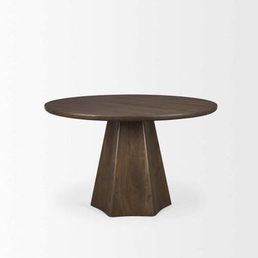 Jovani 48 Inch Solid Mango Wood Round Dining Table In Dark Brown